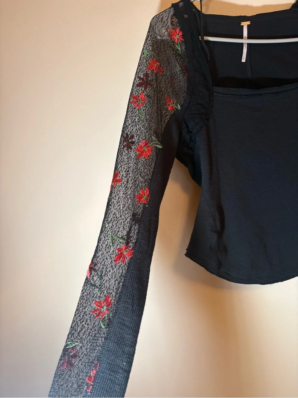 NWOT| Free People Jolie Top in Black Combo | Size L
